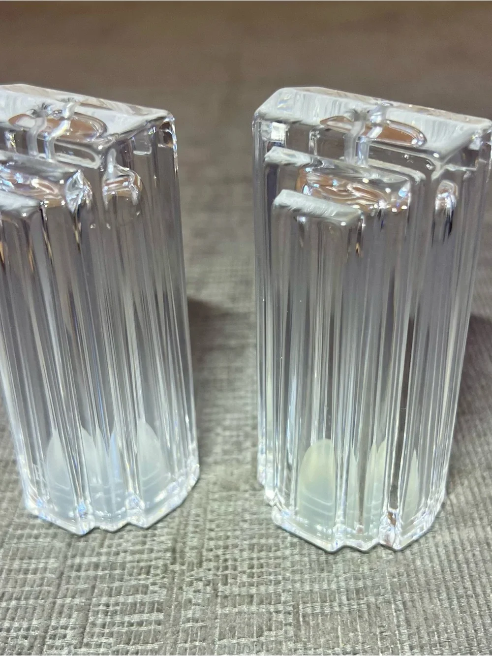 Ralph Lauren Clear Crystal Ribbed Salt and Pepper Shakers